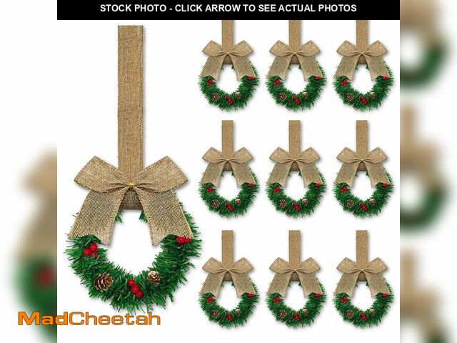 Lot 74-12967979 - 10 Pcs 6" Small Christmas Kitchen Cabinet Wreaths with Ribbon Mini Kitchen Cabinet Christmas Decor f...
