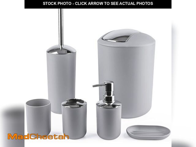 Lot 74-12715797 - Papillon Bathroom Accessories - 6 Piece Plastic Gift Toothbrush Holder,Toothbrush Cup,Soap Dispenser...