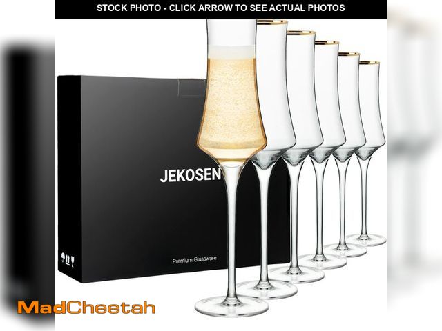 Lot 74-13716136 - JEKOSEN NEW Champagne Flutes Glasses 8oz Set of 6 Clear Crystal Lead-Free Stemware Champagne Glass W...