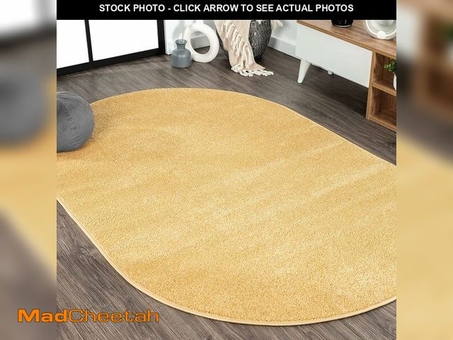 Lot 74-14304983 - JONATHAN Y Haze Solid Low-Pile Mustard 4x6 Oval Indoor Area Rug, Coastal,Bohemian,Minimalist,Classic...