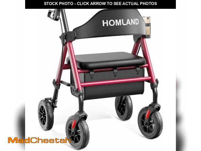 Lot 74-12760193 - HOMLAND Walkers for Seniors with Seat, Foldable Rollator Walker, Reinforced Aluminum Frame, 8" Big R...