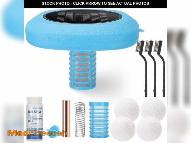 Lot 74-14337515 - Mysora Solar Pool Ionizer Copper Pool Ionizer Floating Water Cleaner with 4 Pcs Scum Eliminating Bal...