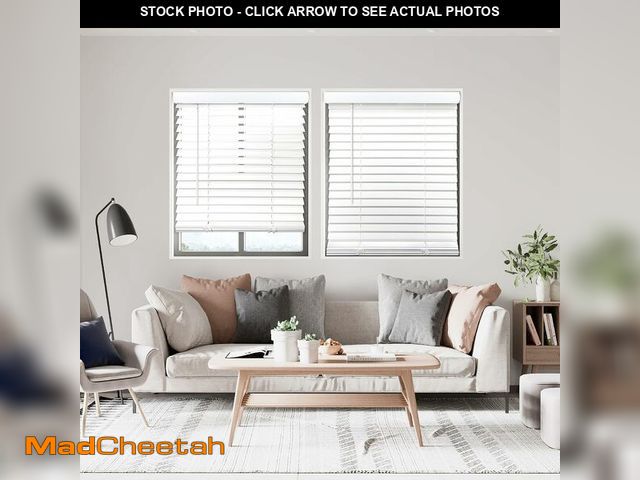 Lot 74-14067969 - DEZ FURNISHINGS Cordless 2" Smooth Faux Wood Blind, 34.5" W x 60" H, Smooth White - UNUSED