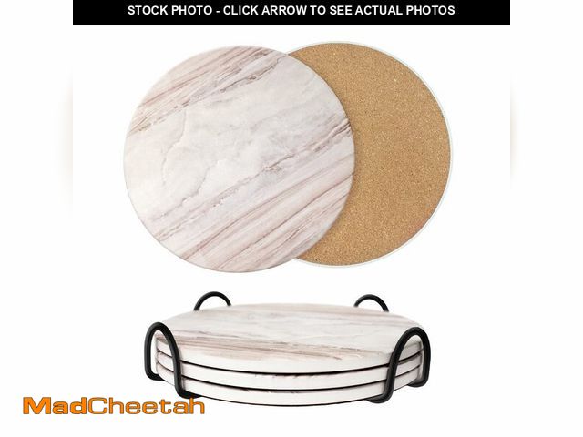 Lot 74-14472544 - 8 Inch Trivets for Hot Dishes, Pots and Pans, Marble Style Ceramic Trivet with Holder, Absorbent Hea...