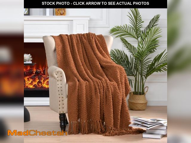 Lot 74-12217178 - JOOJA Knit Blanket with Tassels for Couch, Bed &amp; Chair - Super Soft, Cozy &amp; Warm - Textured ...