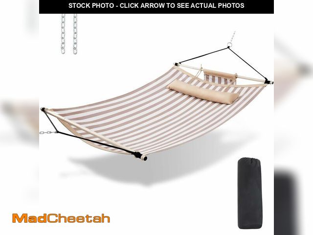 Lot 74-14214168 - TegerDeger Anti-flip 12FT Hammock Large Hammock 450LB Capacity with Iron Spreader Bar &amp; Nylon Ro...