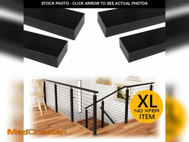 Lot 74-13118833 - Muzata 4Pack 6'6" Aluminum Black Cable Railing Handrail Rectangular Handrail for Cable Railing Syste...