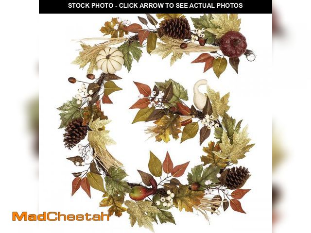 Lot 74-12355495 - Valery Madelyn Fall Pumpkin Garland for Mantel Home, 6ft Thanksgiving Maple Leaves Garland for Farmh...