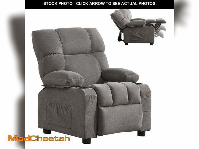 Lot 74-14325402 - JONPONY Kids Recliner Chair,Push Back Toddler Recliner with Cup Holders &amp; Side Pockets,Adjustabl...