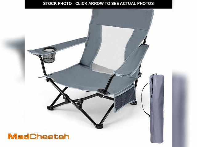 Lot 74-14608262 - Walchoice Folding Beach Chair for Adults, Low Seat Camping Chair with High Back, Wide Seat Chair wit...
