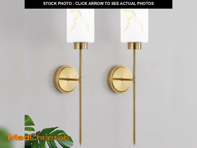 Lot 74-14270021 - Mieloxiy Gold Wall Sconces Set of 2 with Marble Glass Shade, Modern Bathroom Vanity Light Fixtures f...