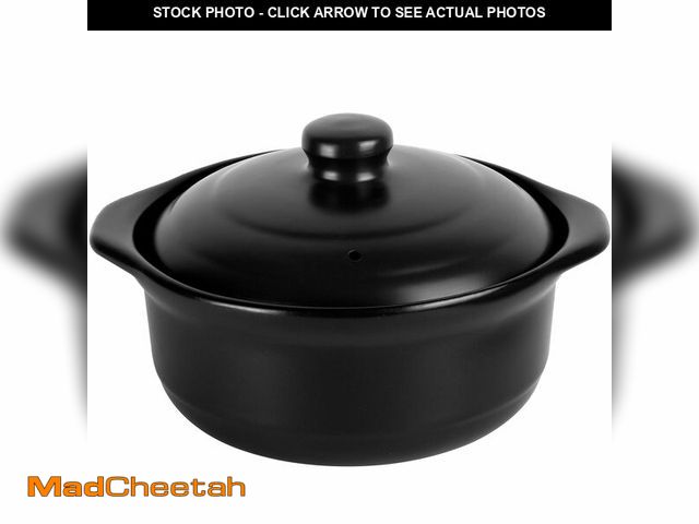 Lot 74-12601366 - Ceramic Pots with Lid Cookware StockPot Clay Pot for Cooking (Black, 1.9 Quart) - UNUSED