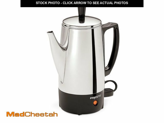 Lot 74-12458051 - Presto 02822 6-Cup Stainless-Steel Coffee Percolator - USED