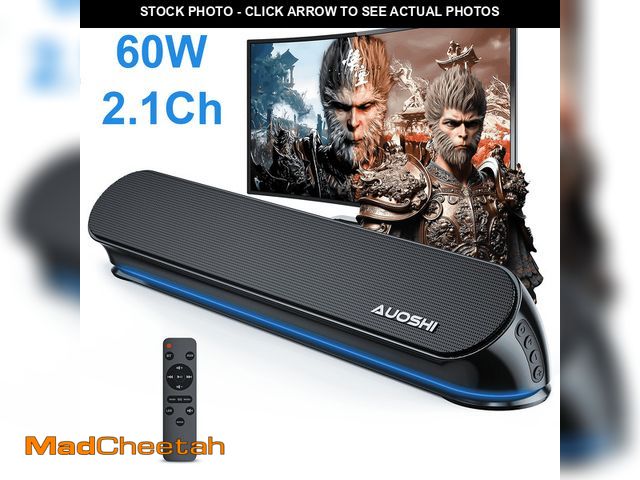 Lot 74-12765035 - AUOSHI 2.1ch Sound Bar for TV, 60W Bluetooth 5.4 Soundbar with Subwoofer &amp; Remote Control, 5 EQ ...