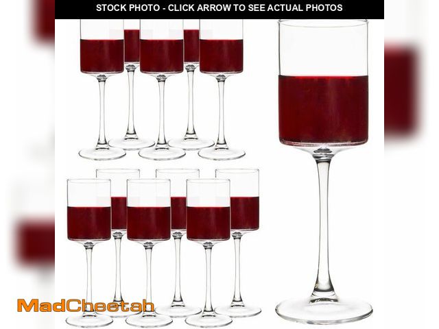 Lot 74-12331997 - Square Wine Glasses Set of 12,10oz Large Champagne Flute, Square Unique White &amp; Red Wine Goblets...