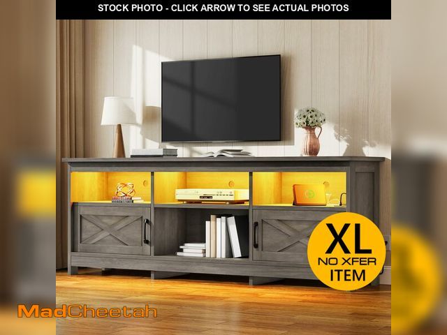 Lot 74-14611455 - (MISSING HARDWARE) YITAHOME Farmhouse TV Stand for 80/75/70 Inch TVs, Storage, Washed Gray - USED