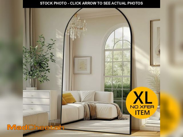 Lot 74-12693764 - Large Standing Mirror Full Length, 82"X44" Oversized Arched Floor Mirror Black Full Length Mirror wi...