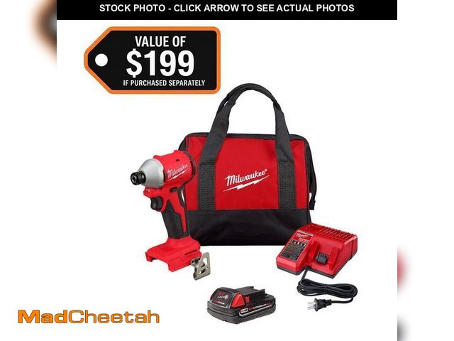 Lot 74-12804538 - Milwaukee M18 18-Volt Lithium-Ion Compact Brushless Cordless 1/4 in. Impact Driver Kit with One 2.0 ...