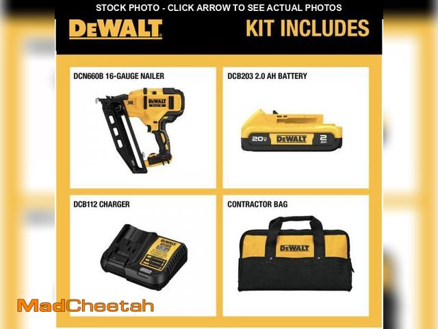 Lot 74-12425199 - DEWALT 20V MAX XR 16-Gauge Electric Cordless Angled Finishing Nailer Kit - UNUSED