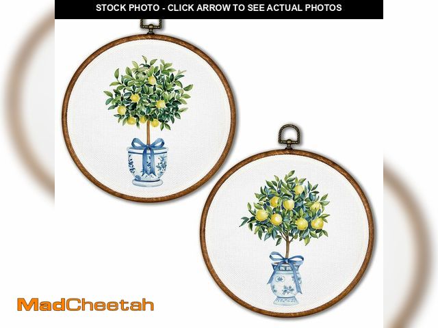 Lot 74-14269223 - KSDUT Chinoiserie Vase Wall Decor Art Set of 2 - Lemon Tree Bows Wall Art Canvas Frame Hanging Print...