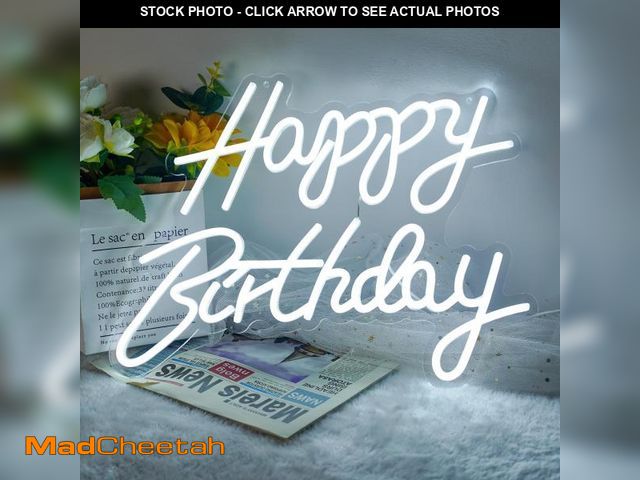 Lot 74-12307549 - Happy Birthday Neon Sign, Happy Birthday Light Up Sign, Neon Happy Birthday Sign USB Powered, Happy ...