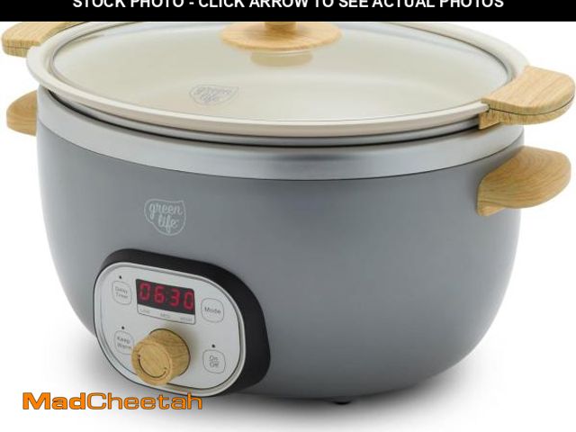 Lot 74-12137741 - GreenLife 6QT Slow Cooker, Non-Toxic PFAS-Free Ceramic Nonstick Removable Interior Bowl, Programmabl...