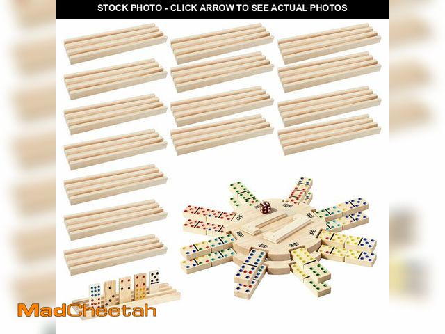 Lot 74-14049894 - LECEHIVO 18 Pcs Dominoes Mexican Train Hub with 16 Pieces Wooden Domino Racks Domino Chicken Foot Co...