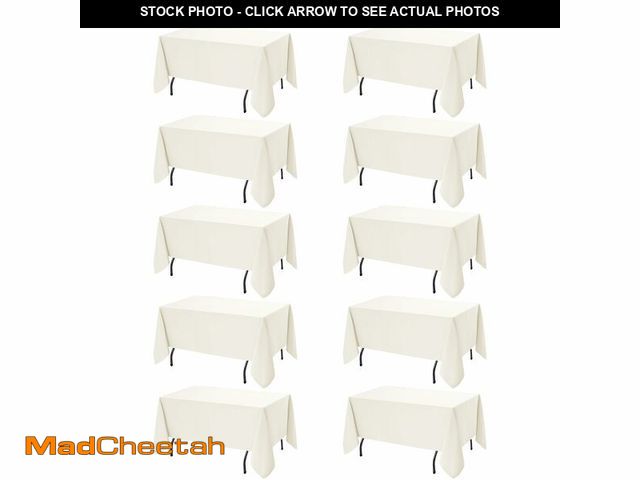 Lot 74-14266136 - Dailyset 10-Pack Ivory Tablecloths for Rectangle Tables, 60 x 120 Inches, Stain-Resistant Polyester ...