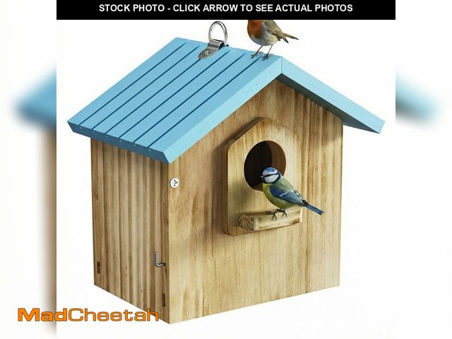 Lot 74-14423564 - Auslar Bird House for Outside, Wooden Hanging Bird Nesting Box with Perch - USED