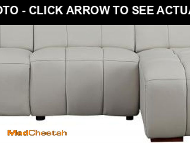 Lot 74-12388751 - KEIKI 113" L-Shaped Genuine Leather Wall-Hugger Reclining Sofa with Left Chaise, Adjustable Backrest...