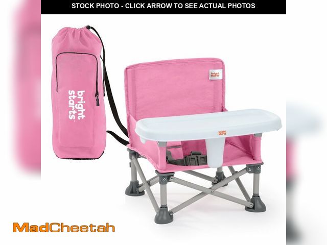 Lot 74-13541028 - Bright Starts Pop 'N Sit Portable Booster, Indoor/Outdoor Use, Floor Seat with Feeding Tray, Pink, 6...