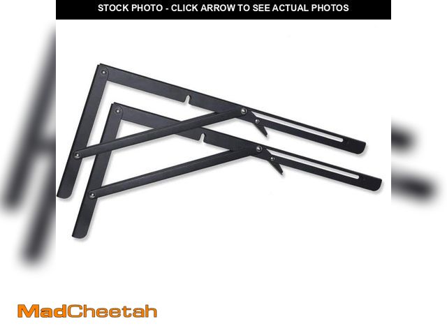 Lot 74-12584537 - Angel Sar 20 in. Matte Black Folding Shelf Brackets for Table Bench Space Saving for Bench Table, Ma...