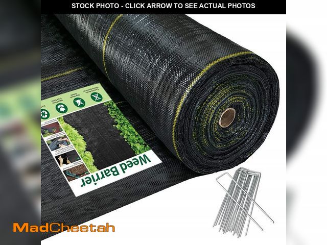Lot 74-12591632 - Sunocity 8ft x300ft Black Weed Barrier Landscape Premium Fabric-Heavy Duty Woven Ground Cloth with S...