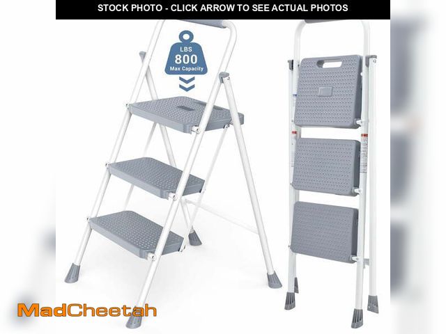 Lot 74-13764714 - CONCETTA 3 Step Ladder, Folding Step Stool with Anti-Slip Pedal, Lightweight Portable Ladder for Hom...
