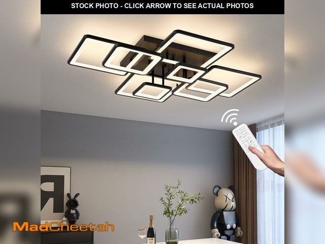 Lot 74-13584901 - Shine LUEST Modern LED Ceiling Light, Dimmable LED Chandelier Black Flush Mount Ceiling Lights, Remo...