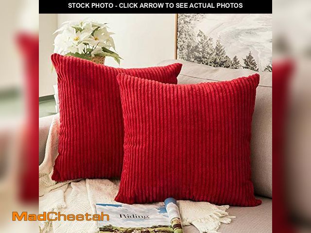 Lot 74-10825122 - MIULEE Pack of 2 Corduroy Soft Soild Decorative Square Christmas Throw Pillow Covers Set Cushion Cas...