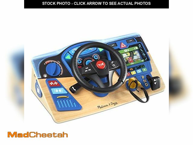 Lot 74-12633214 - Melissa &amp; Doug Vroom &amp; Zoom, Interactive Wooden Dashboard, Racing Car Steering Wheel Toy, Li...