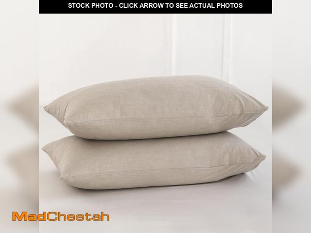 Lot 74-12050938 - MooMee Bedding Pillowcases Pack of 2 100% Washed Cotton Linen Like Textured Breathable Durable Soft ...
