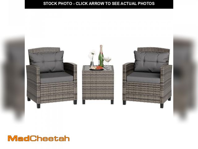 Lot 74-12223853 - Walsunny 3 Pieces Patio Furniture Set Outdoor Wicker Conversation Bistro Set Outdoor Patio Chairs wi...