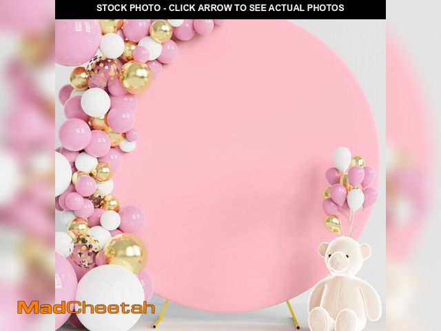 Lot 74-14386882 - Wokceer 7.2FT Round Backdrop Cover Pink Round Arch Covers with Buckles Polyster Circle Balloon Arch ...