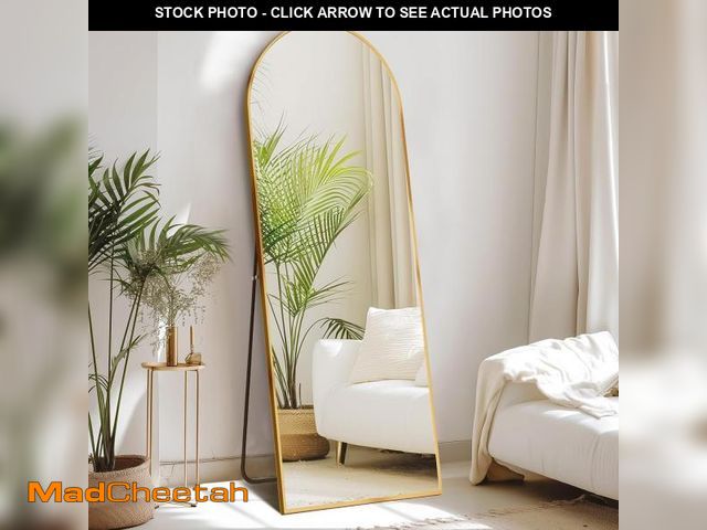 Lot 74-12138051 - Sweetcrispy 64"x21" Arched Full Length Mirror, Standing or Leaning Full Body Mirror with Aluminum Al...
