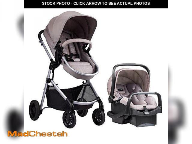 Lot 74-12167321 - Evenflo Pivot Modular Travel System with LiteMax Infant Car Seat with Anti-Rebound Bar (Desert Tan) ...