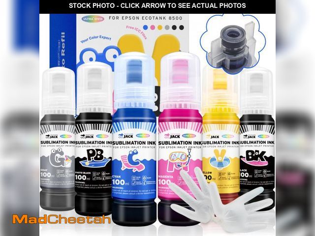 Lot 74-12311878 - Printers Jack 600ML Sublimation Ink for ET-8550 ET-8500 Wide-Format Supertank Printers Heat Press Tr...