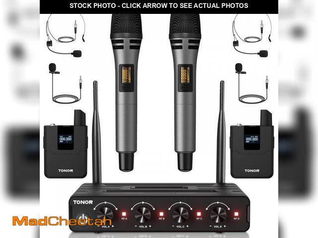 Lot 74-11557792 - TONOR Wireless Microphone System, 4 * 10-Channel UHF Cordless Handheld Mic Set with Headset/Lavalier...