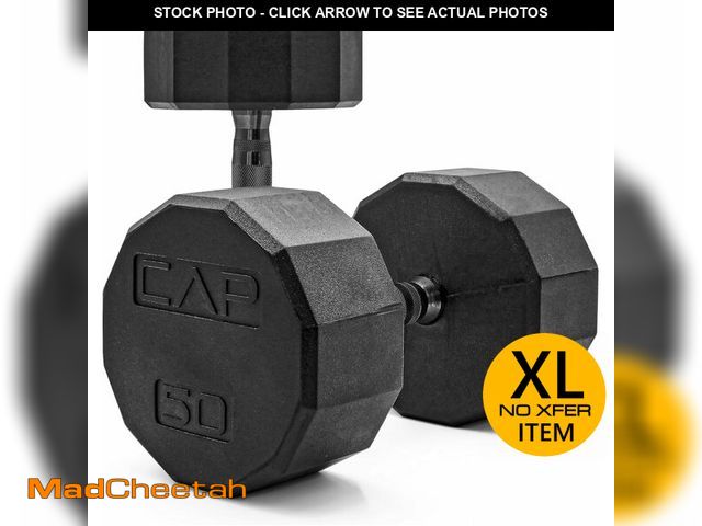 Lot 74-13070684 - CAP Barbell 12-Sided Coated Dumbbell with Black Handle, Pair, 50 LB - UNUSED