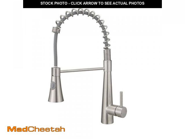 Lot 74-12365112 - Fapully Single Handle Pull Down Sprayer Kitchen Faucet, Spring Single Hole Kitchen Sink Faucet in Br...
