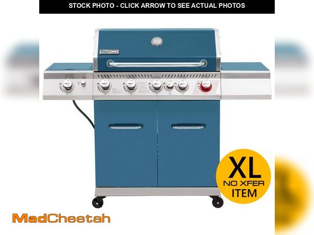 Lot 74-12535464 - Royal Gourmet 7 Burner Propane Gas Grill in Blue, Sear Burner, Rear Burner and Side Burner - UNUSED