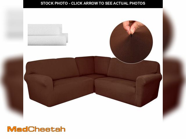 Lot 74-12874871 - Breling 3 Pcs L Shaped Couch Covers for Sectional Corner Sofa Stretch 5 Seat Washable Corner Sofa Sl...