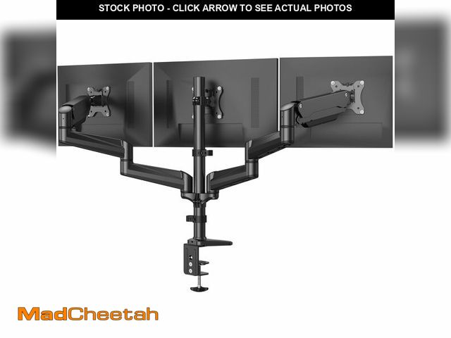 Lot 74-13715829 - HUANUO Triple Monitor Mount for 17 to 32 inch Screens, Adjustment Gaming Triple Monitor Stand with S...