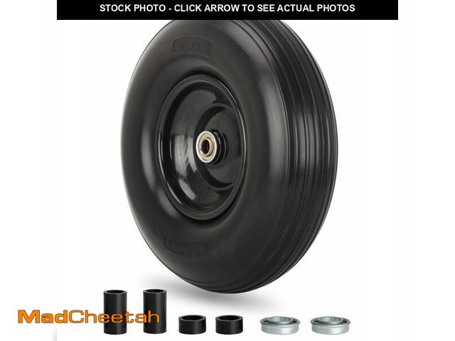 Lot 74-12712299 - GICOOL 13" Wheelbarrow Tire, 4.00-6 Flat-free Solid Tire and Wheel, with 5/8" or 3/4" Bearings, 1.75...